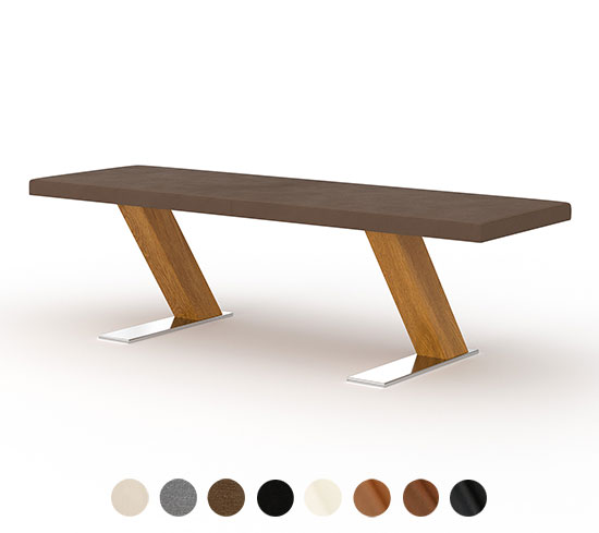 Lederbank Holz Metallfuss Diago 