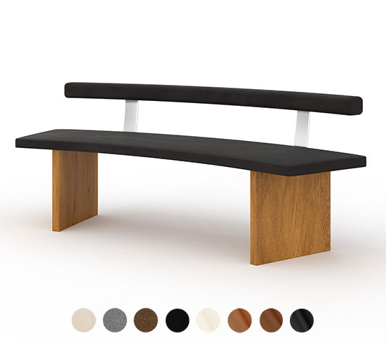 Sitzbank rund Leder Holz mit Lehne Bochum 