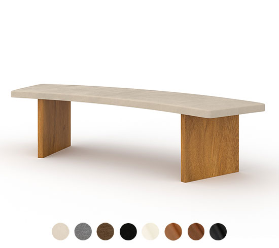 Bank rund Massivholz mit Lederpolster Bochum 