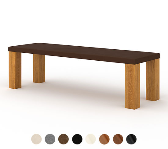 Sitzbank Massivholz mit Lederpolster Chicago 
