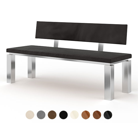 New York - Bequeme Polsterbank mit Lehne bestellbar nach Maß, viele Farben zur Wahl