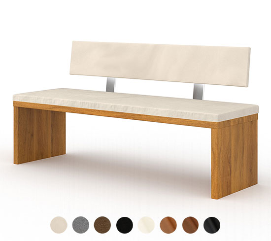 Sitzbank Leder Holz mit Lehne Oslo 