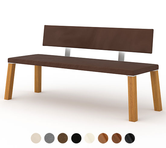 Sitzbank Lederpolster Holz Metall mit Lehne Emden 