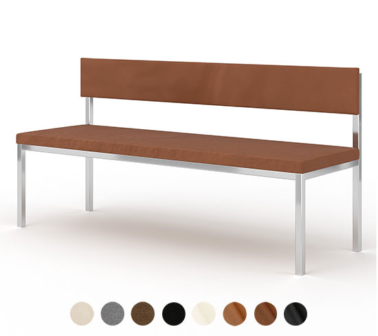 Sitzbank Lederpolster Metall mit Lehne Bristol 