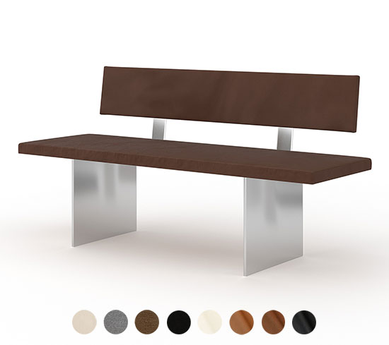 Sitzbank Polster Holz Metall mit Lehne Genf 