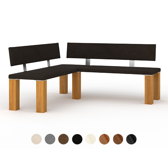 Solide Eckbank mit Lehne gepolstert bequem online nach Wunsch gestalten - Dallas