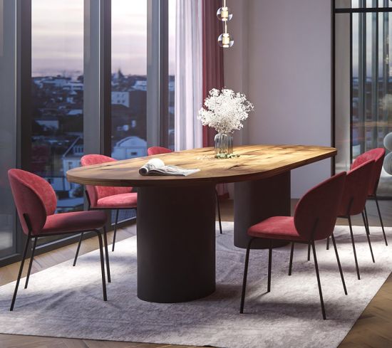 Edles Massivholz trifft auf moderne Metallsäulen Andria - Vollholz und Oberflächenveredlung  wählbar