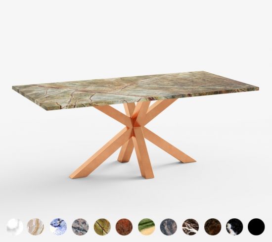 Tisch Krakau mit Steinplatte und Stahlgestell individuell konfigurierbar