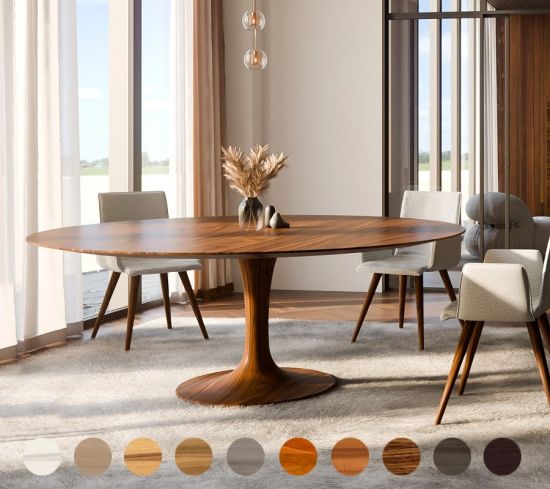 Luxus Esstisch rund aus Massivholz Tulpe 