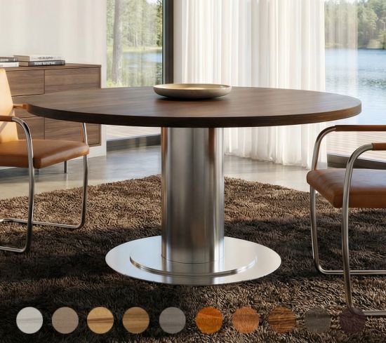 Premium Esstisch Massivholz mit runder Mittelsäule Barcelona 