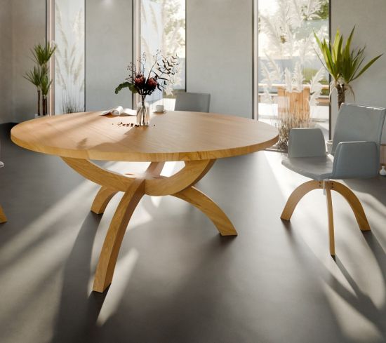 Deluxe Massivholztisch rund Malaga 