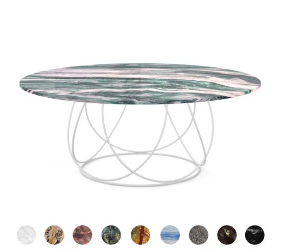 Premium Designertisch mit Granitplatte rund/oval und Metallgestell Mainz 