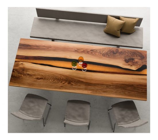 Tischplatte Walnuss Stamm Epoxid Unikat Baumscheibe 