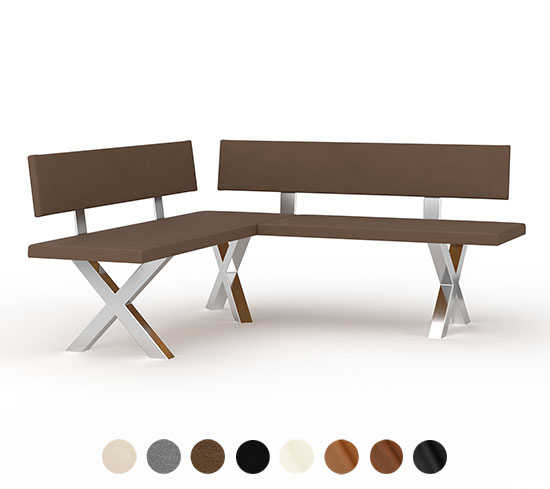 Eck Polsterbank X Metall mit Lehne Halifax 