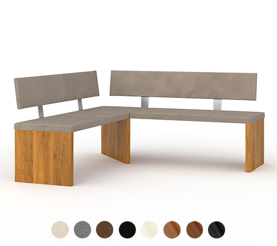 Eck Polsterbank Holz Wangen mit Lehne Oslo 