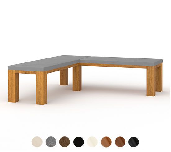 Massivholz-Eckbank Boston nach Maß - Massivholz - Stoff oder Leder konfigurierbar