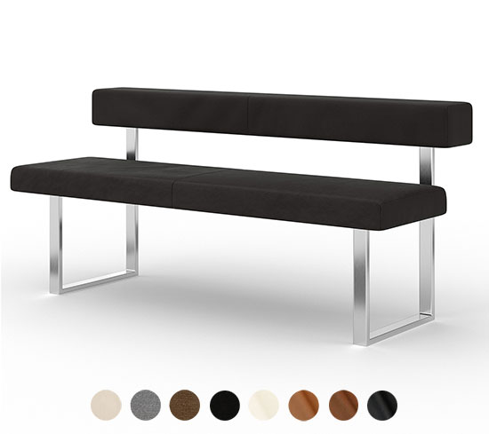 Sitzbank Lederpolster Metall mit Lehne Aachen 