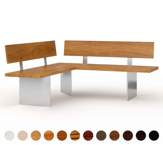 Eckbank Holz Metallwangen mit Lehne Genf 