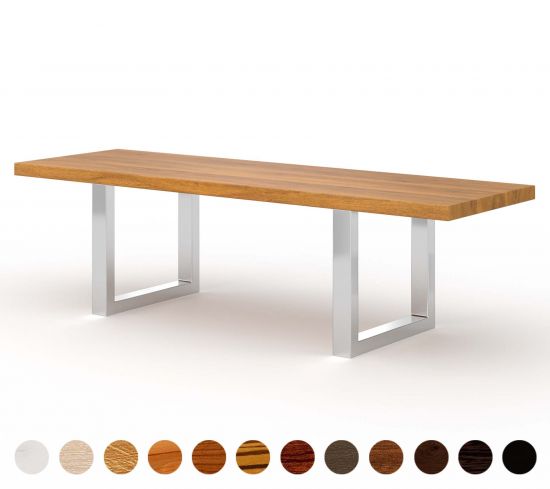 Massivholzbank Ulm nach Maß -  Breite, Holz- und Gestellfarbe wählbar