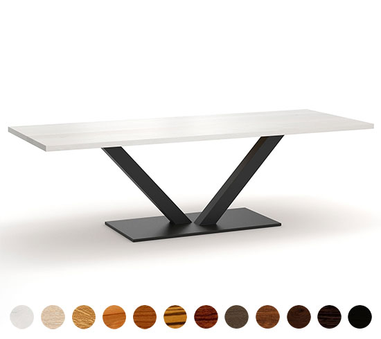 Einzigartiger Esstisch Trier für Individualisten - Tischplatte aus Massivholz Gestell aus Metall konfigurierbar