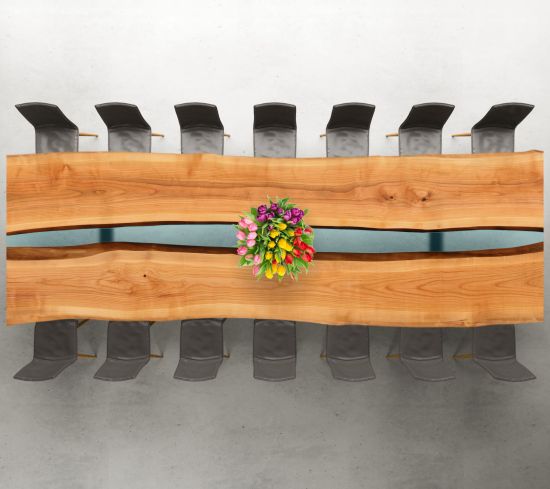 Tischplatte Kirsche Stamm Epoxid 1 Unikat Baumscheibe