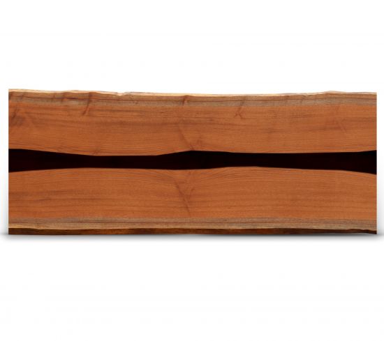 Maßgefertigte Unikat Baumscheibe aus Mahagoni mit Epoxidharz