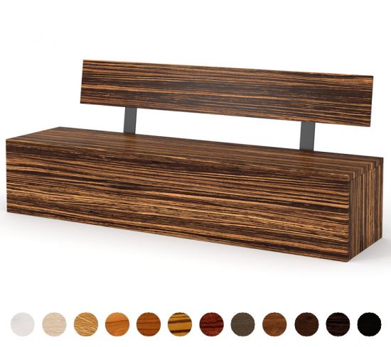 Holzbank als Truhe mit Lehne Holz 