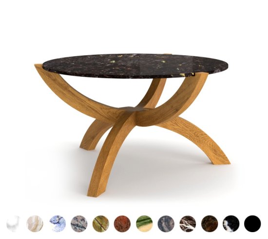 Couchtisch Malaga Steinplatte Marmor Holz 