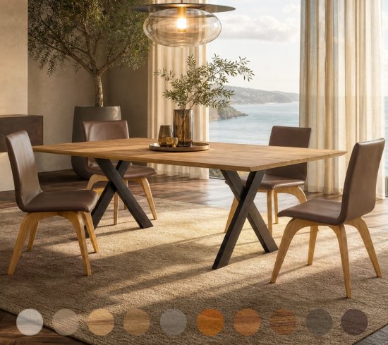 Esstisch Deluxe mit Naturholz Tischplatte Ravenna 