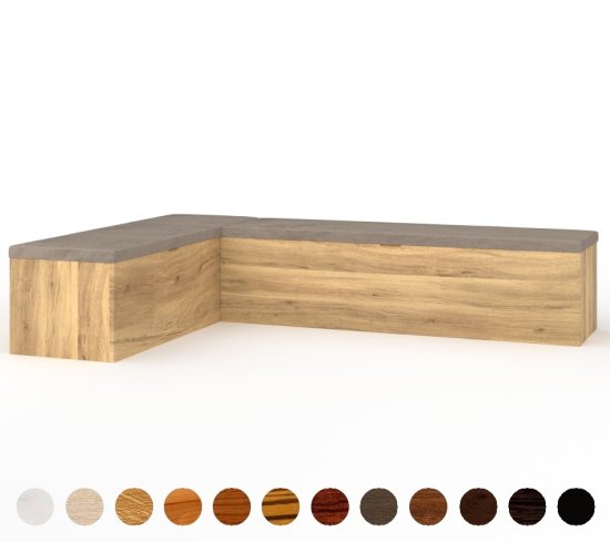 Eck Polsterbank Holz mit Leder Truhe 