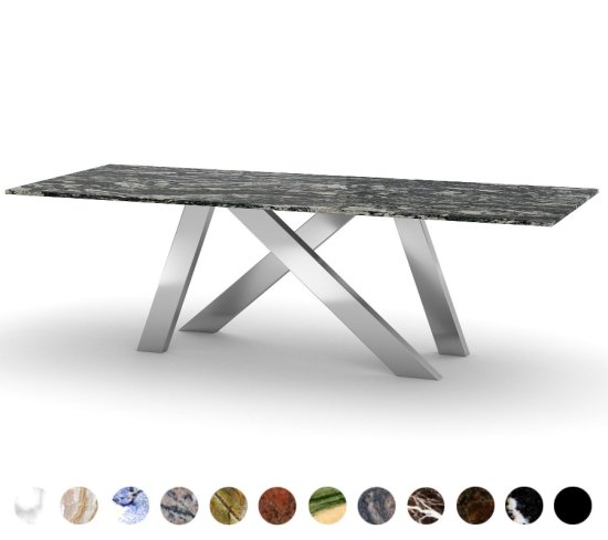 Tisch Aachen mit Steinplatte und Stahlgestell individuell konfigurierbar