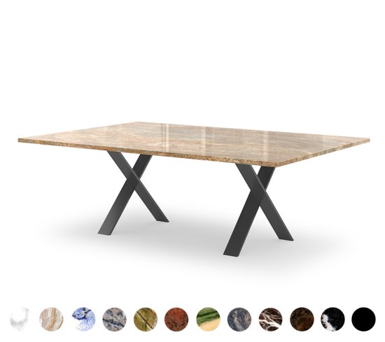 Designer Esstisch Marmor X-Gestell nach Maß Phoenix 