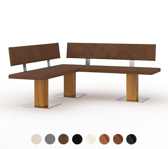 Eck Polsterbank Holz Metall mit Lehne Dublin 
