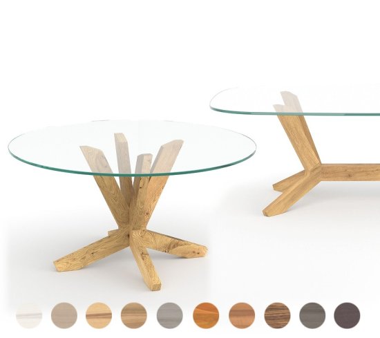 Esstisch Glas Holz rund Vaduz 