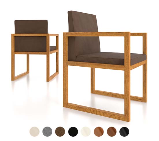 Stuhl Holz Leder Stoff Omega 